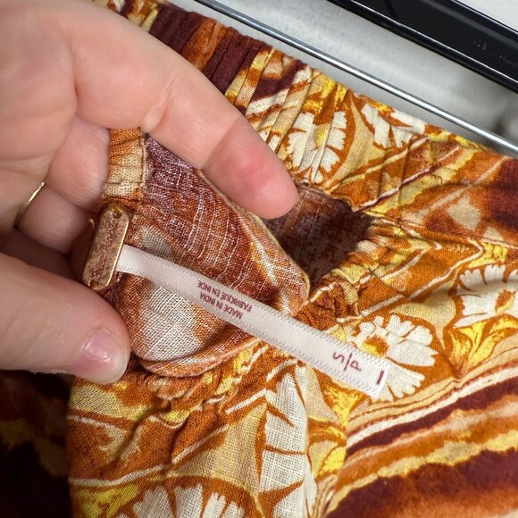 Free People Women's Brown Kendra Printed Flowy Tube Top -‎ Size S Small - Picture 5 of 6